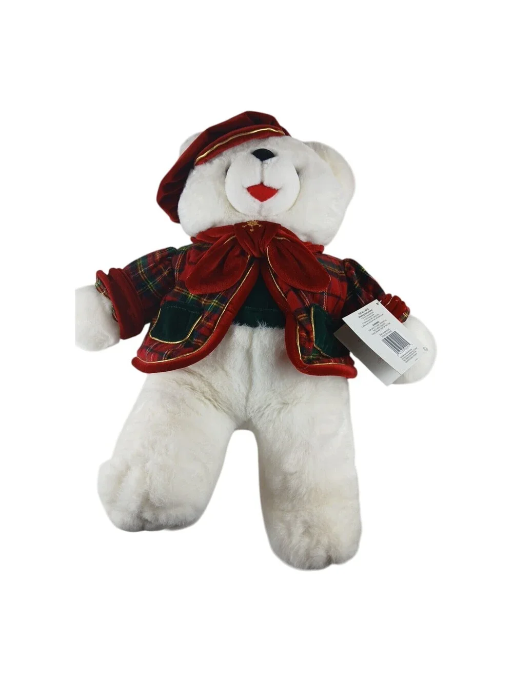 Dan Dee 1999 Snowflake Teddy Christmas Plaid White Teddy Bear Plush with Tag 21